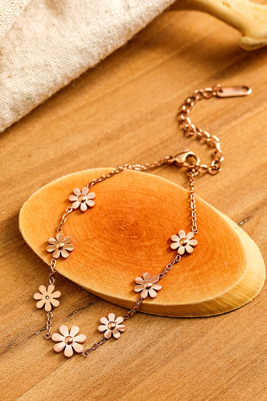 Gold Daisy Plated Alloy Adjustable Bracelet