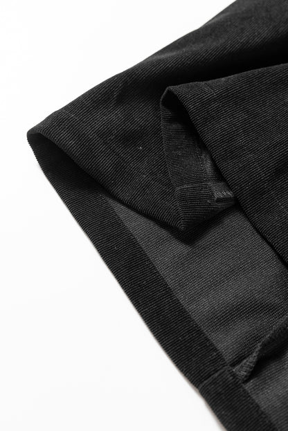 Vineyard Green Corduroy Half Button Collared Long Sleeve Mini Dress