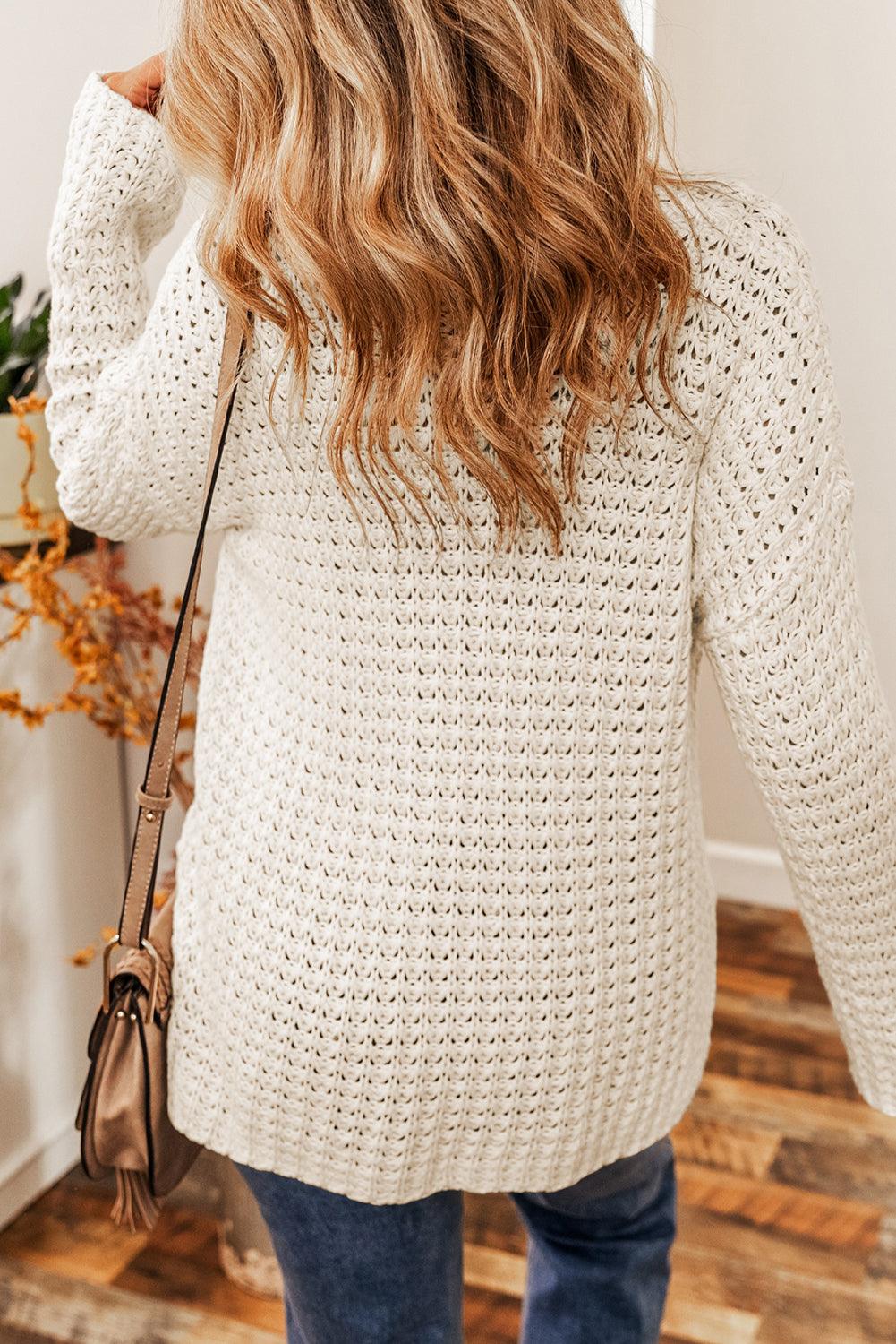 Carrot Hollow-out Crochet V Neck Sweater - L & M Kee, LLC