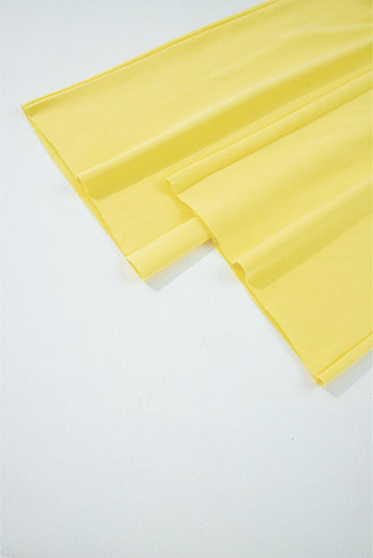 Bright Green Drop Shoulder Puff Sleeve Crop Pullover Drawstring Wide Leg Pants Set