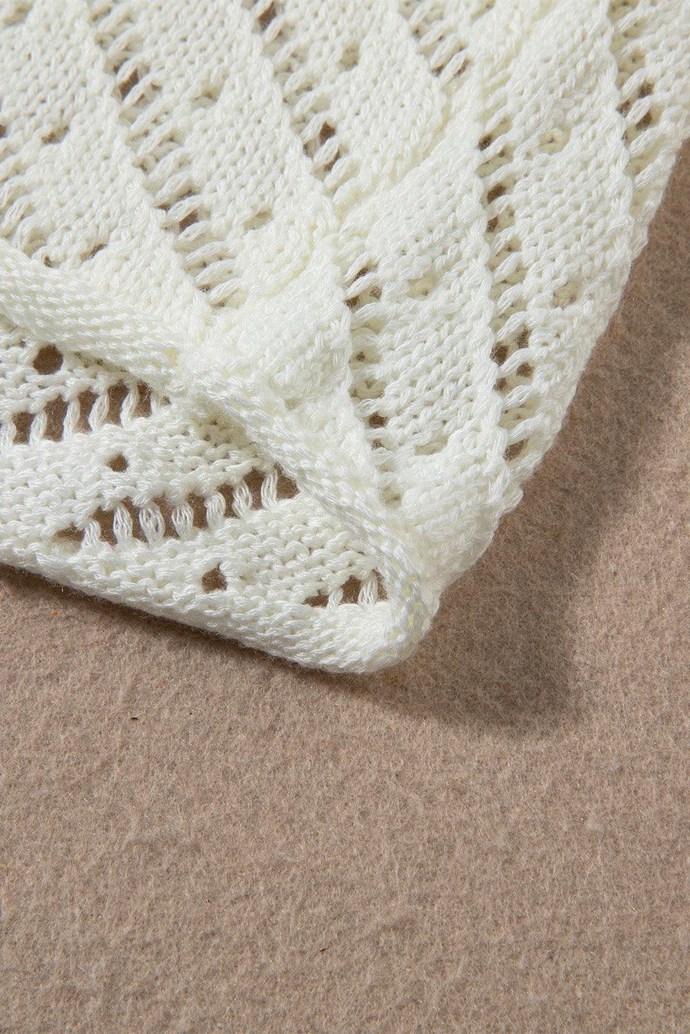 White Hollowed Crochet Cropped 2 Piece Beach Dress - L & M Kee, LLC