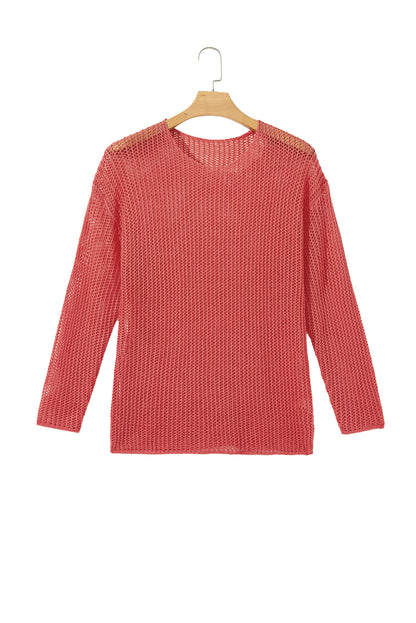 Coral Crochet Hollow-out Jumper Top Sweater