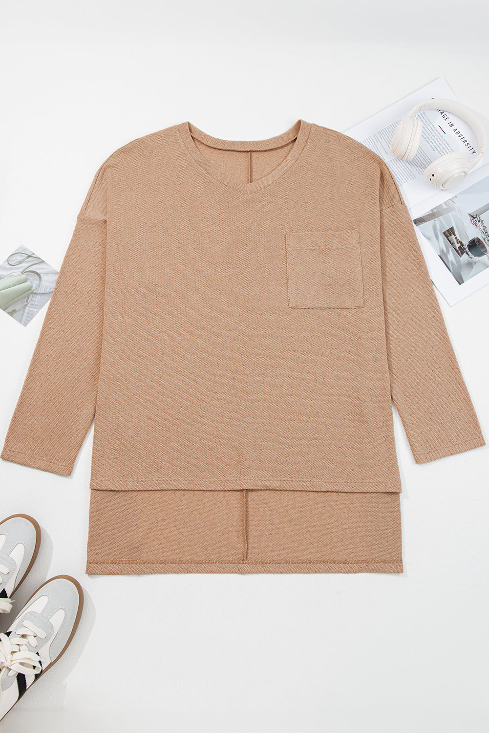 Parchment Plus Size Drop Shoulder Knit Tunic Top