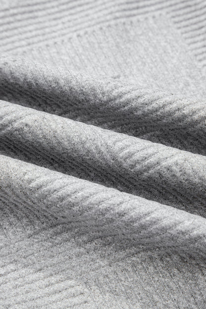 Medium Grey Trendy Textured Half Zip Loose Sweatshirt