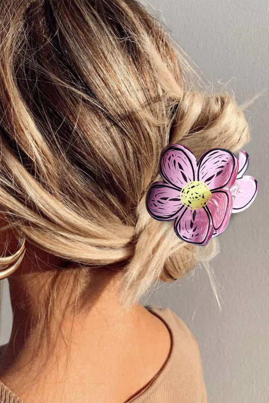 Pink Flower Shape Claw Hairpin - L & M Kee, LLC