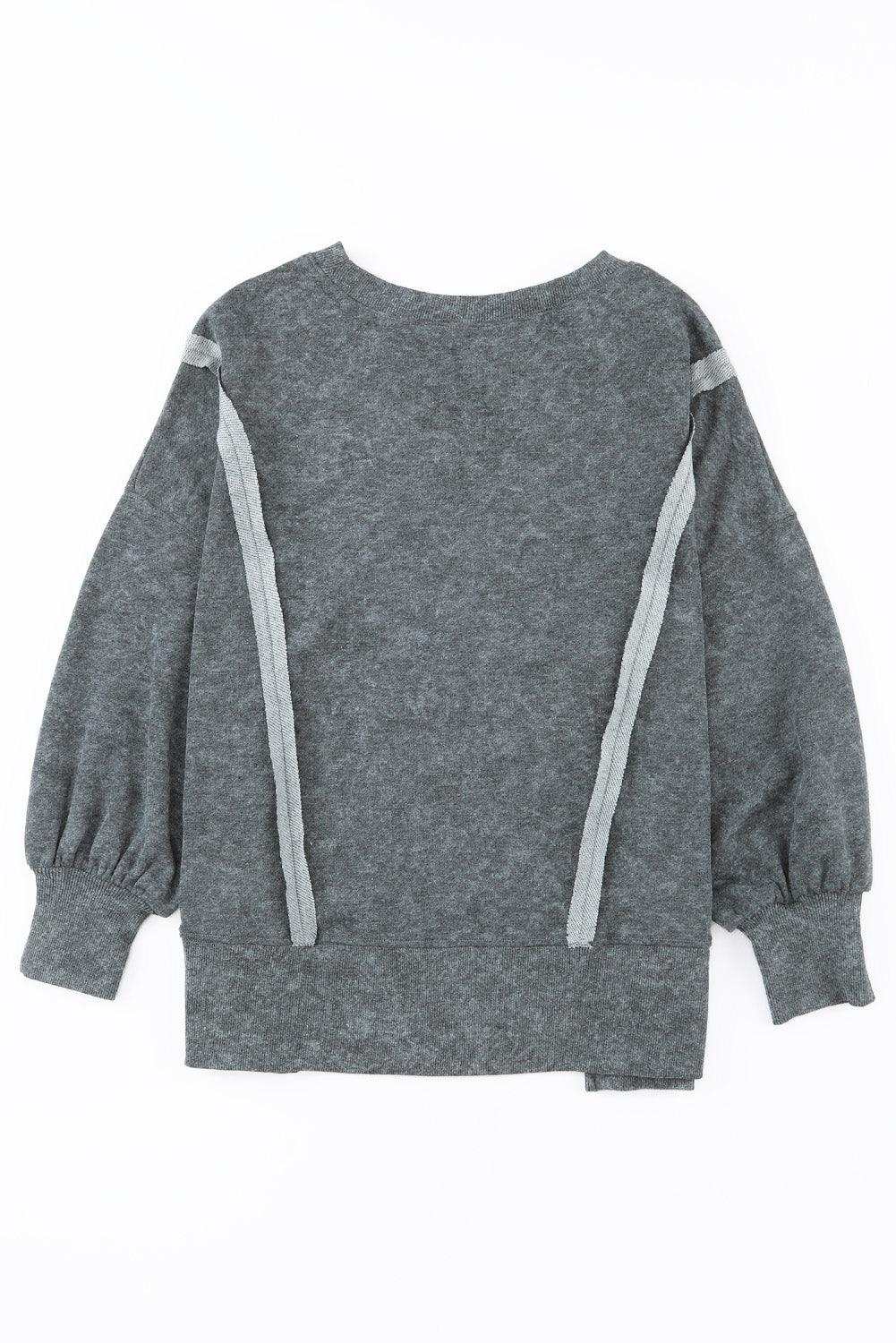 Gray Expose Seamed Washed Split Plus Size Sweatshirt - L & M Kee, LLC