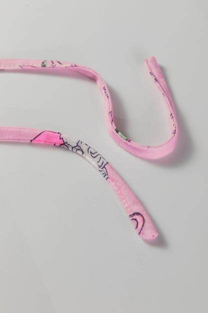 Pink Christmas Print Ruffled Ribbed Shirt & Pants 2 Piece PJ Set