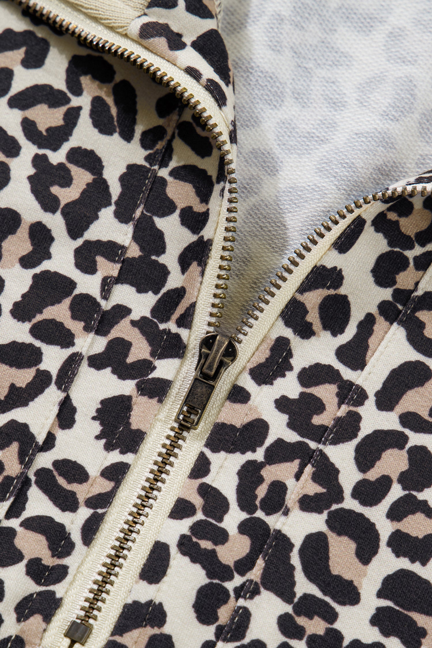 Khaki Leopard Print Zip Neck Striped Webbing Patchwork T Shirt Mini Dress