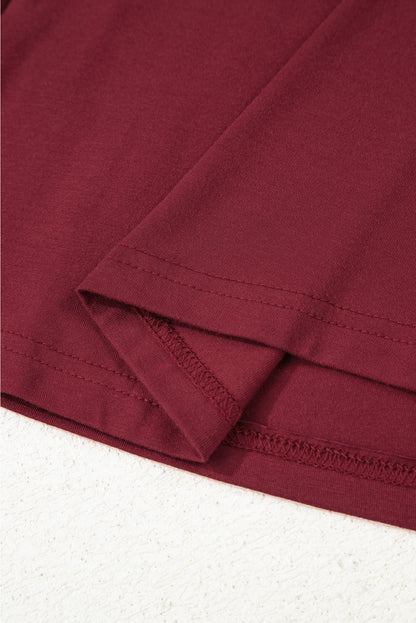 Smoke Gray Lace-trimmed Sweetheart Neckline Ruched Detail Long Sleeve T-shirt