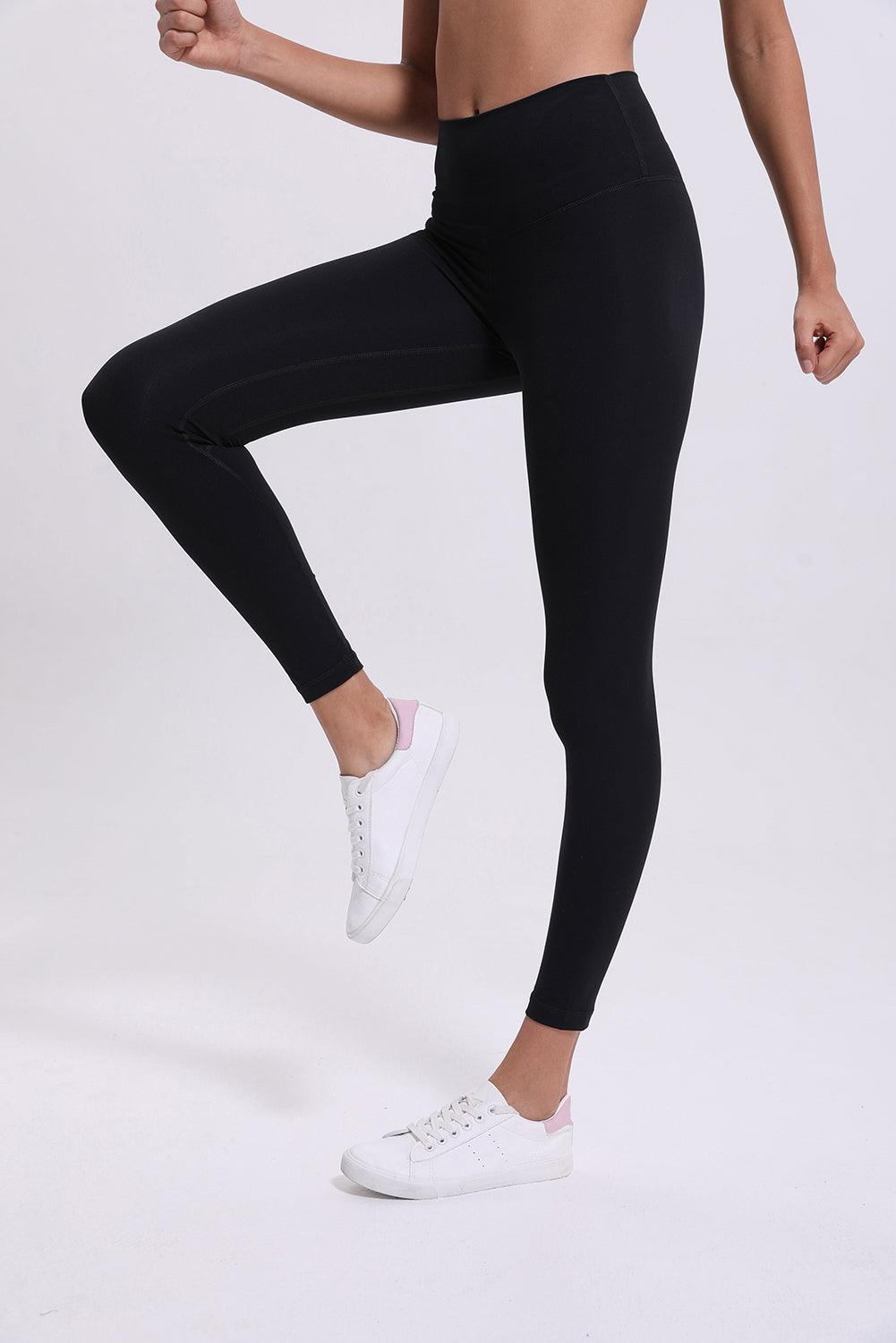 Black Sports High Waist Ankle Length Leggings - L & M Kee, LLC