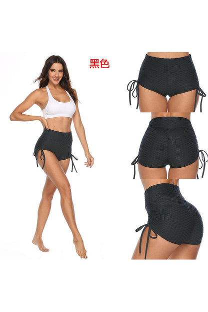 Black Butt Lifting High Waist Yoga Shorts - L & M Kee, LLC