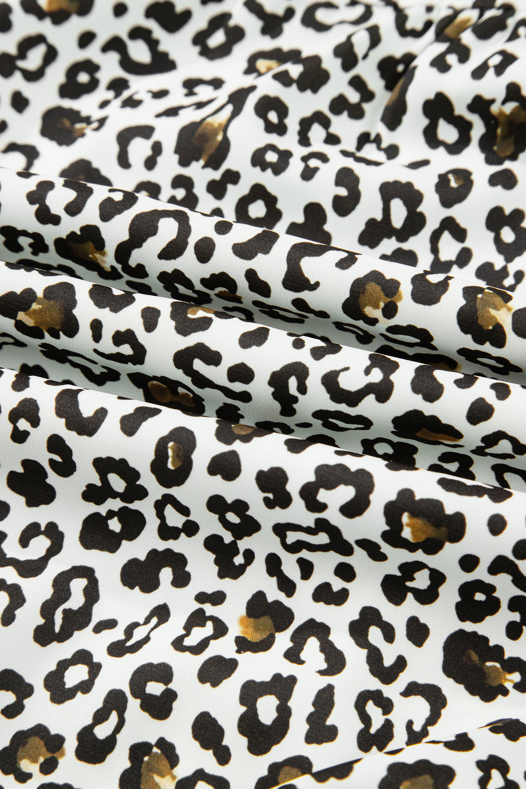 Khaki Plus Size Buttoned Contrast Trim Puff Sleeve Leopard Print Blouse