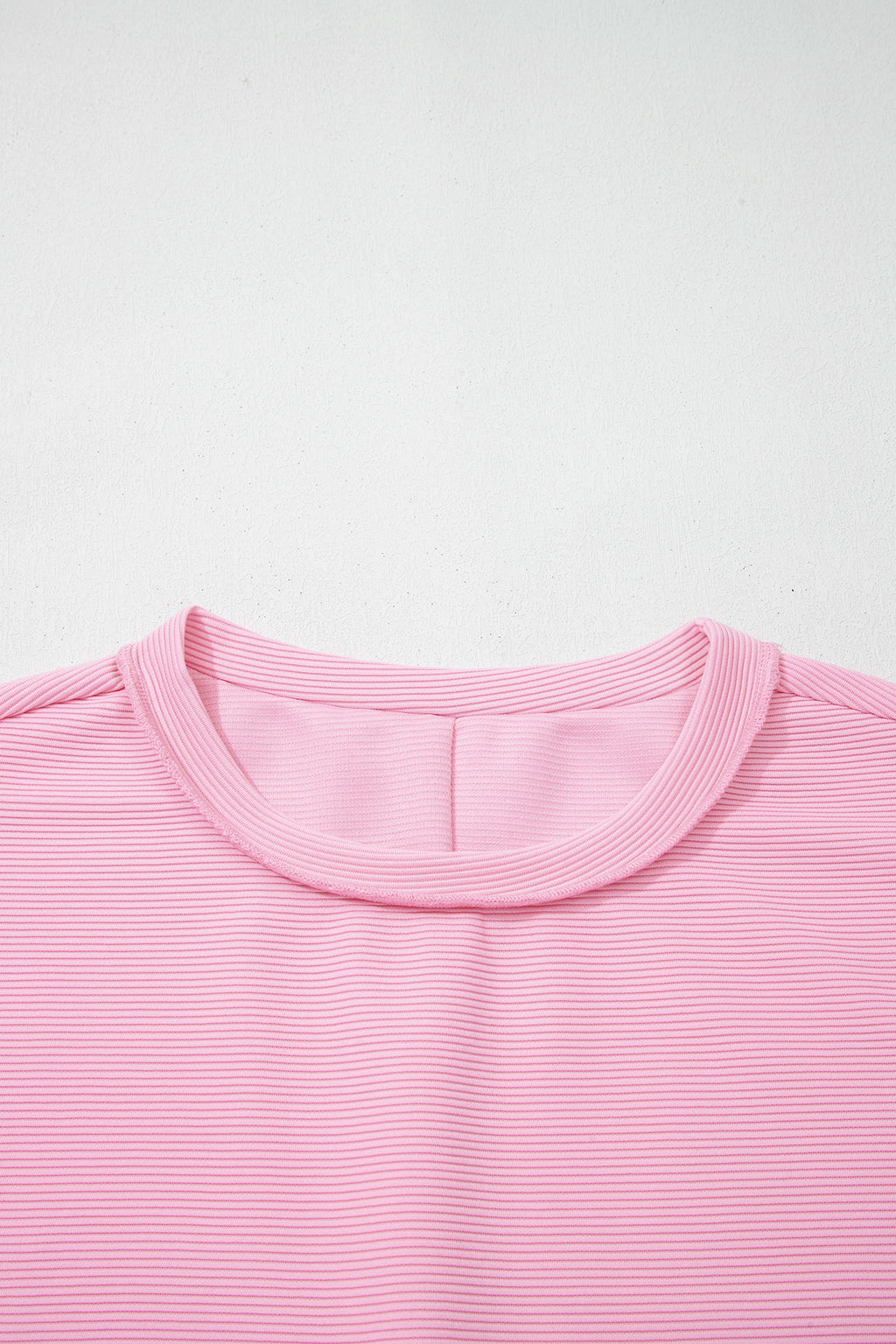 Pink Horizontal Ribbed Exposed Seam Detail Drop Shoulder Baggy Pullover