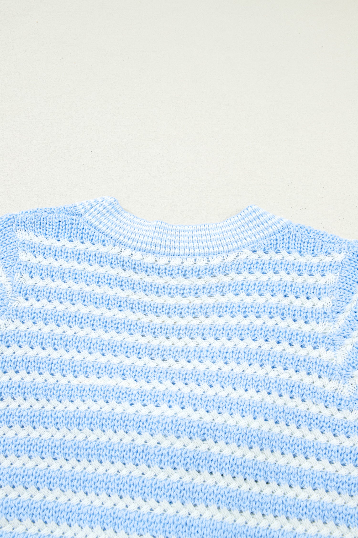 Green Stripe Short Sleeve Knit V Neck Bow Knot Sweater