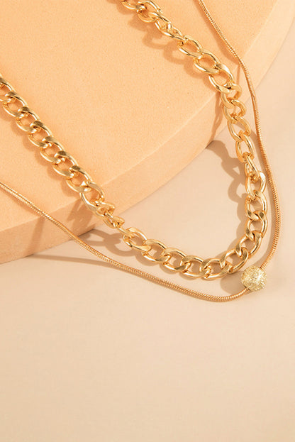 Gold 2pcs Round Ball Decor Chain Anklet