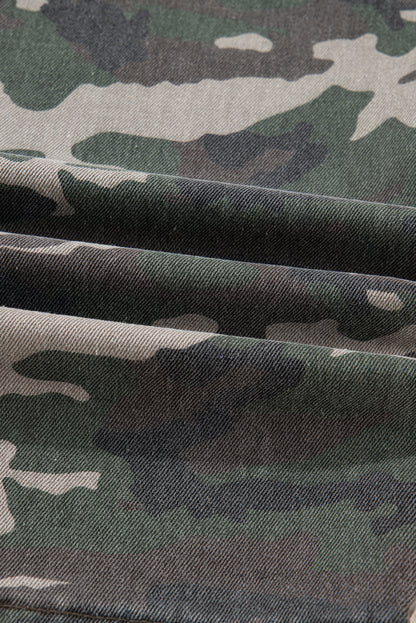 Green Camo Cargo Wide Leg Pants