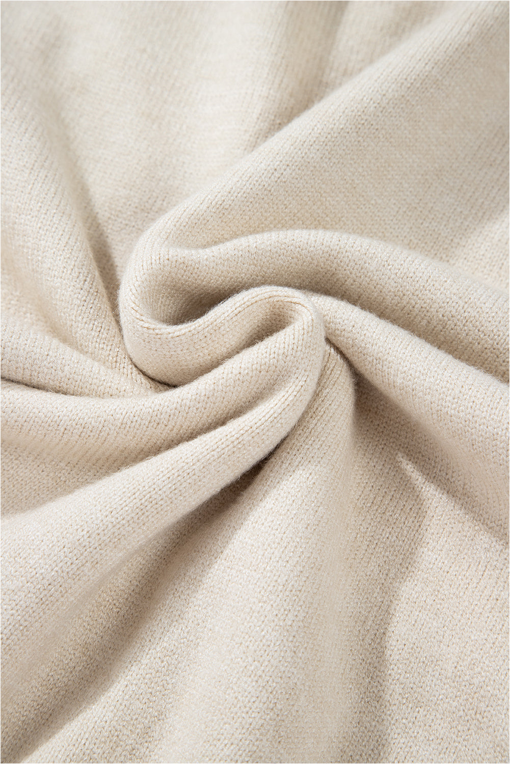 Beige Flower Stitching Mock Neck Sweater