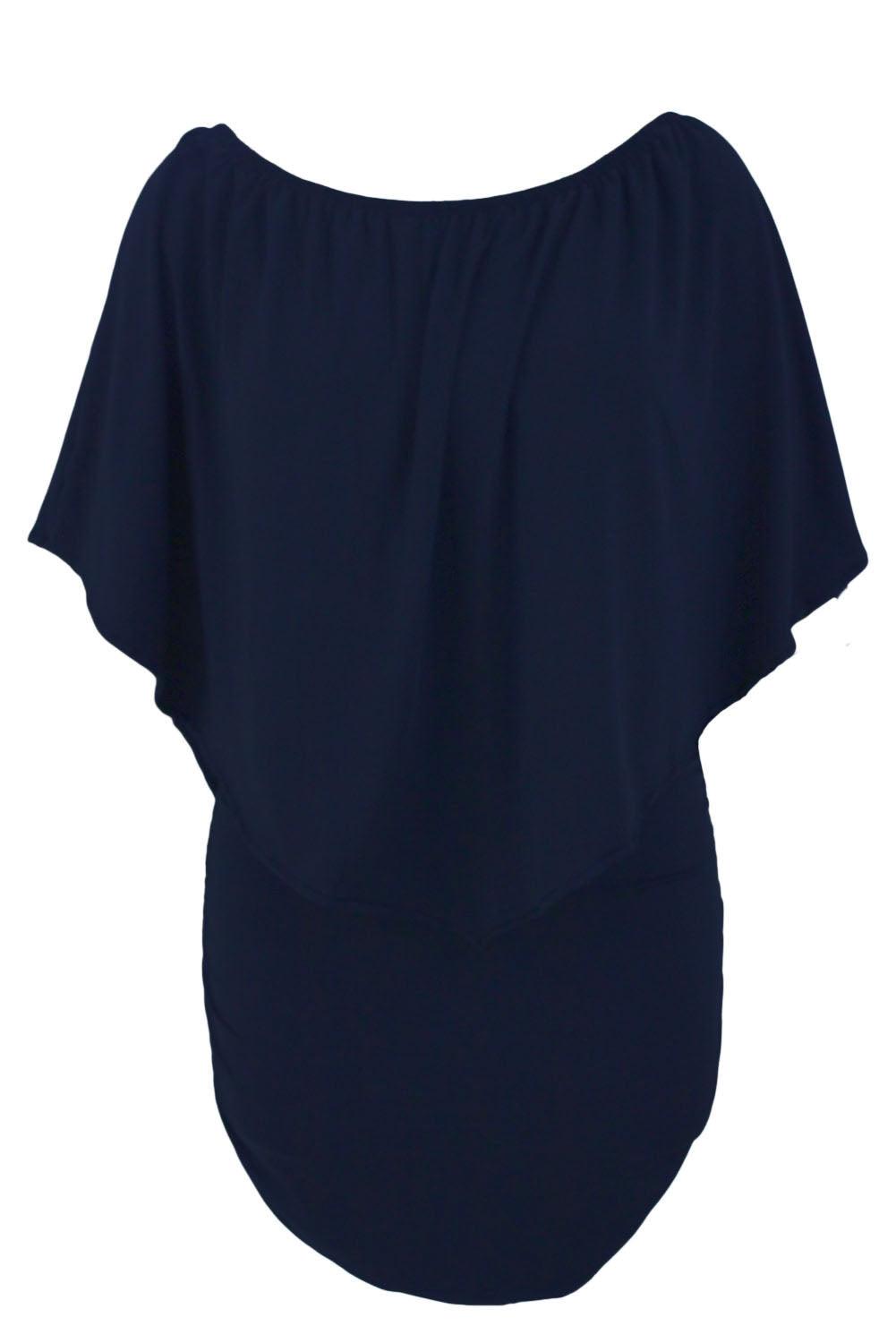 Multiple Dressing Layered Dark Blue Mini Poncho Dress - L & M Kee, LLC