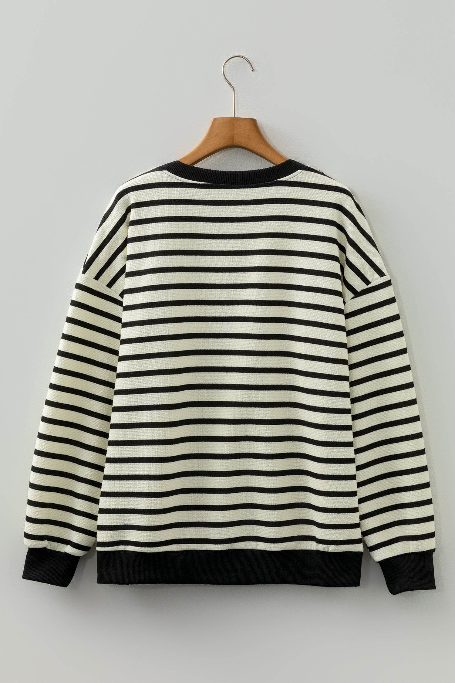 White Stripe Contrast MERRY Letter Christmas Print Drop Shoulder Sweatshirt