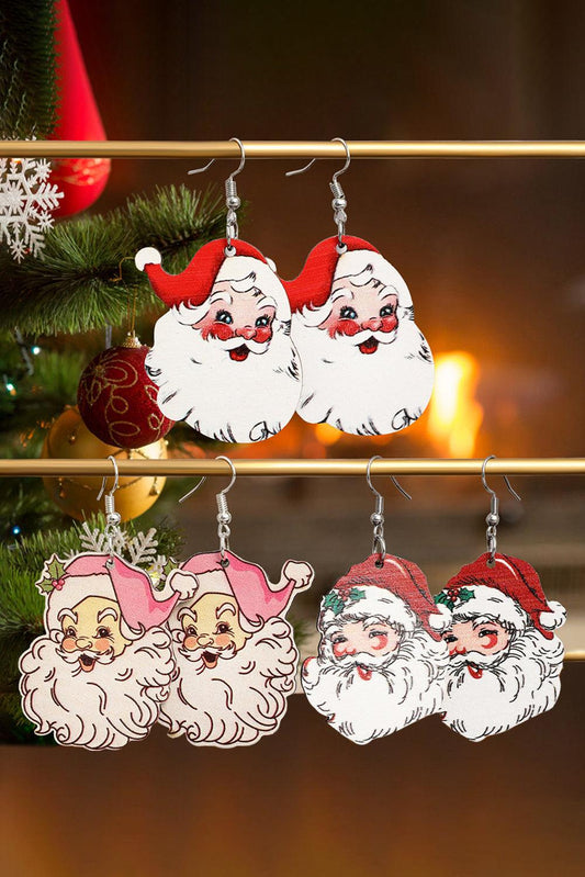 White 3 Pairs Christmas Santa Clause Pendant Hook Earrings - L & M Kee, LLC