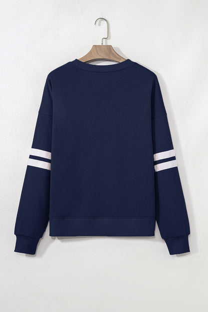 Evergreen Varsity Striped Detail Drop Shoulder Oversized Sweatshirt