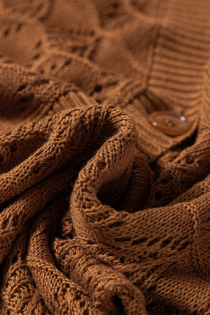 Rose Lightweight Buttoned Front Crochet Cardigan