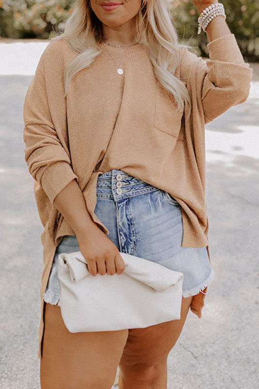 Parchment Plus Size Drop Shoulder Knit Tunic Top