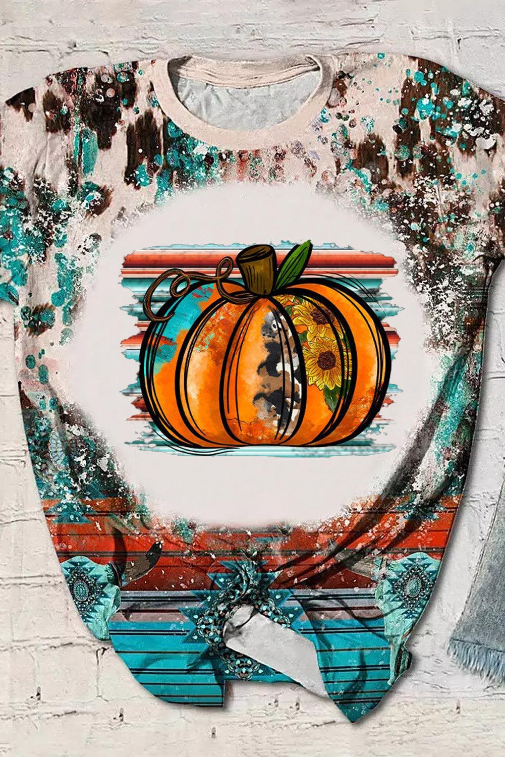 Tie-Dye Pumpkin Graphic Crew Neck T-shirt - L & M Kee, LLC