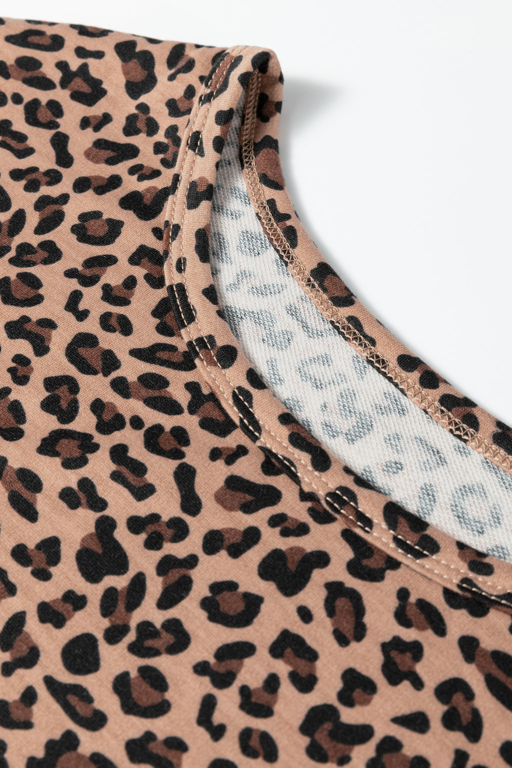 Brown Leopard Loose Tee Drawstring Waist Barrel Pants Set