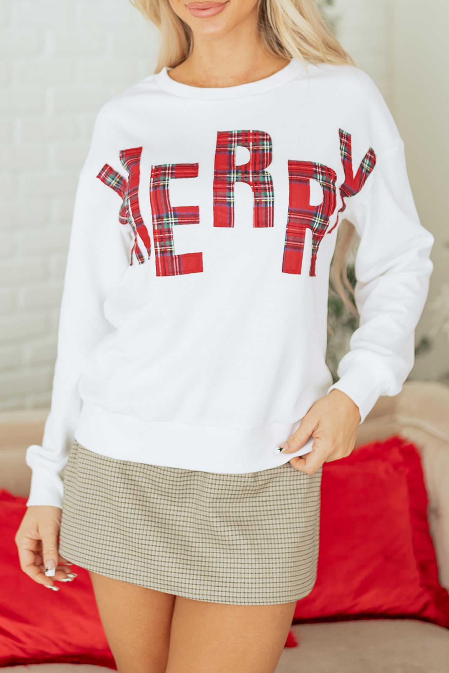 White Plaid MERRY Christmas Vacation Sweatshirt