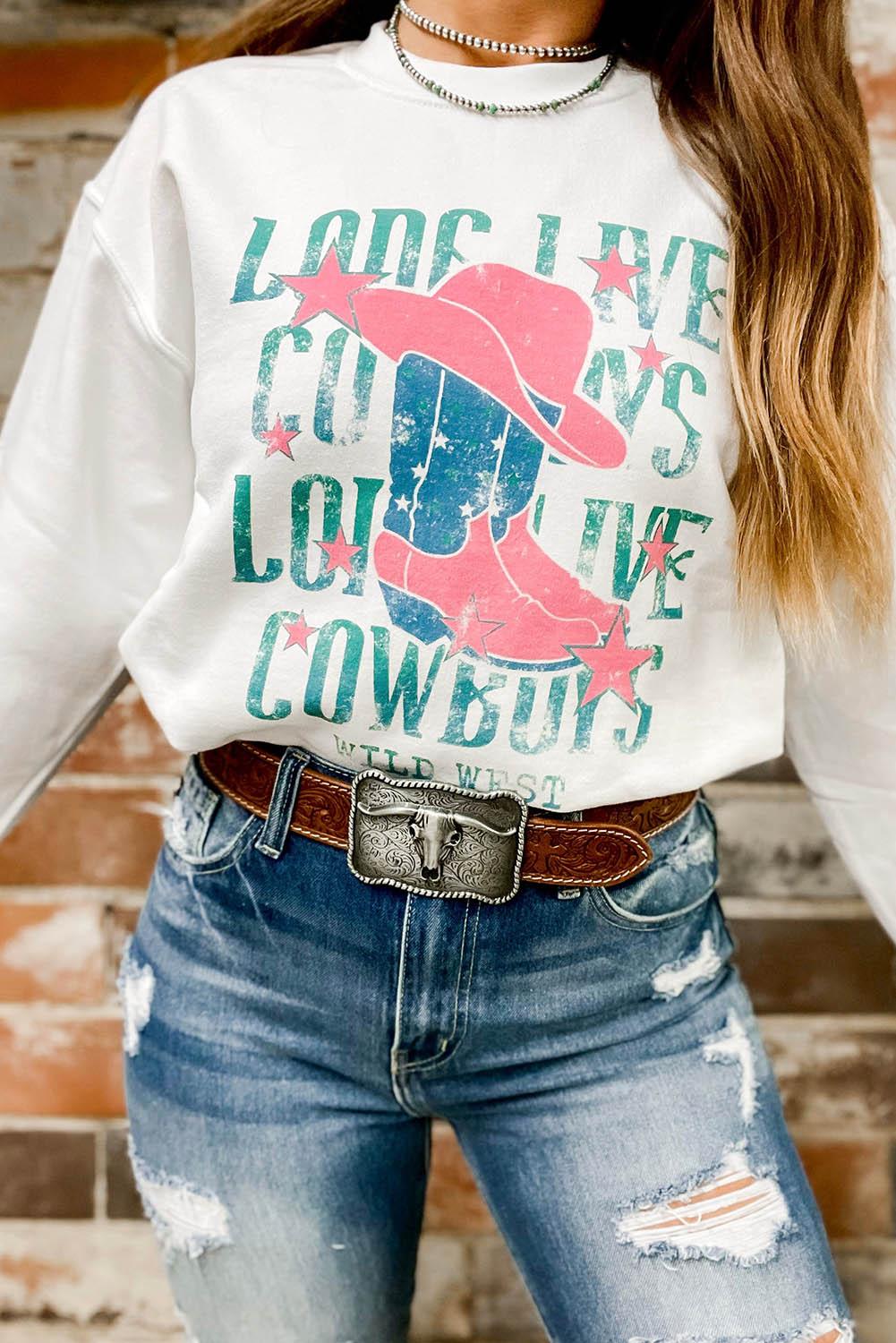 LONG LIVE COWBOY WILD WEST Graphic Sweatshirt - L & M Kee, LLC