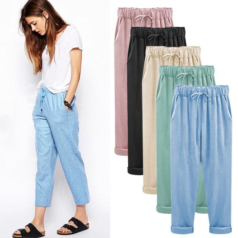 Cropped Loose Linen Pants - L & M Kee, LLC