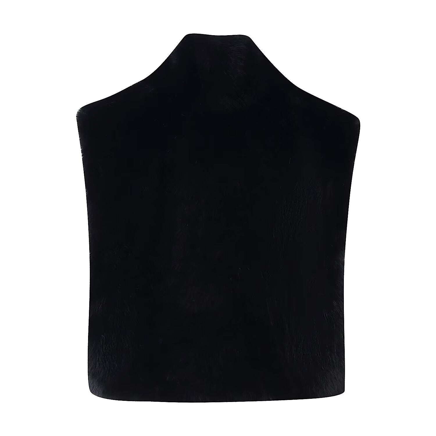 High neck sleeveless camisole imitation fur shawl