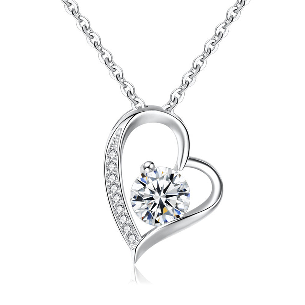 Heart-shaped Zircon Pendant Necklace for Wife