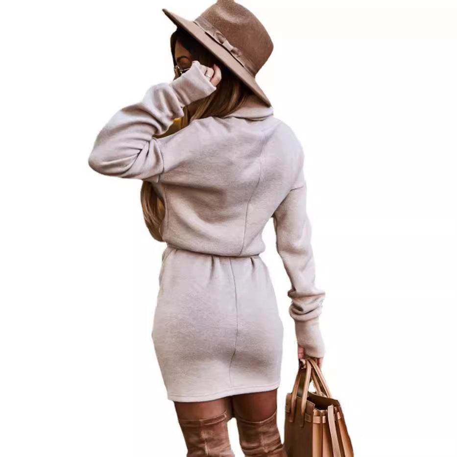 High neck waistband long sleeved skirt