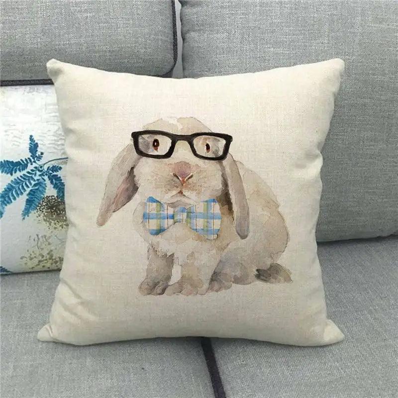 Spring Easter Decorative Cushion Cover 18x18in Pillow Covers Farmhouse Home Decor Cushion Case Eggs Bunny Linen Throw Pillowcase - L & M Kee, LLC