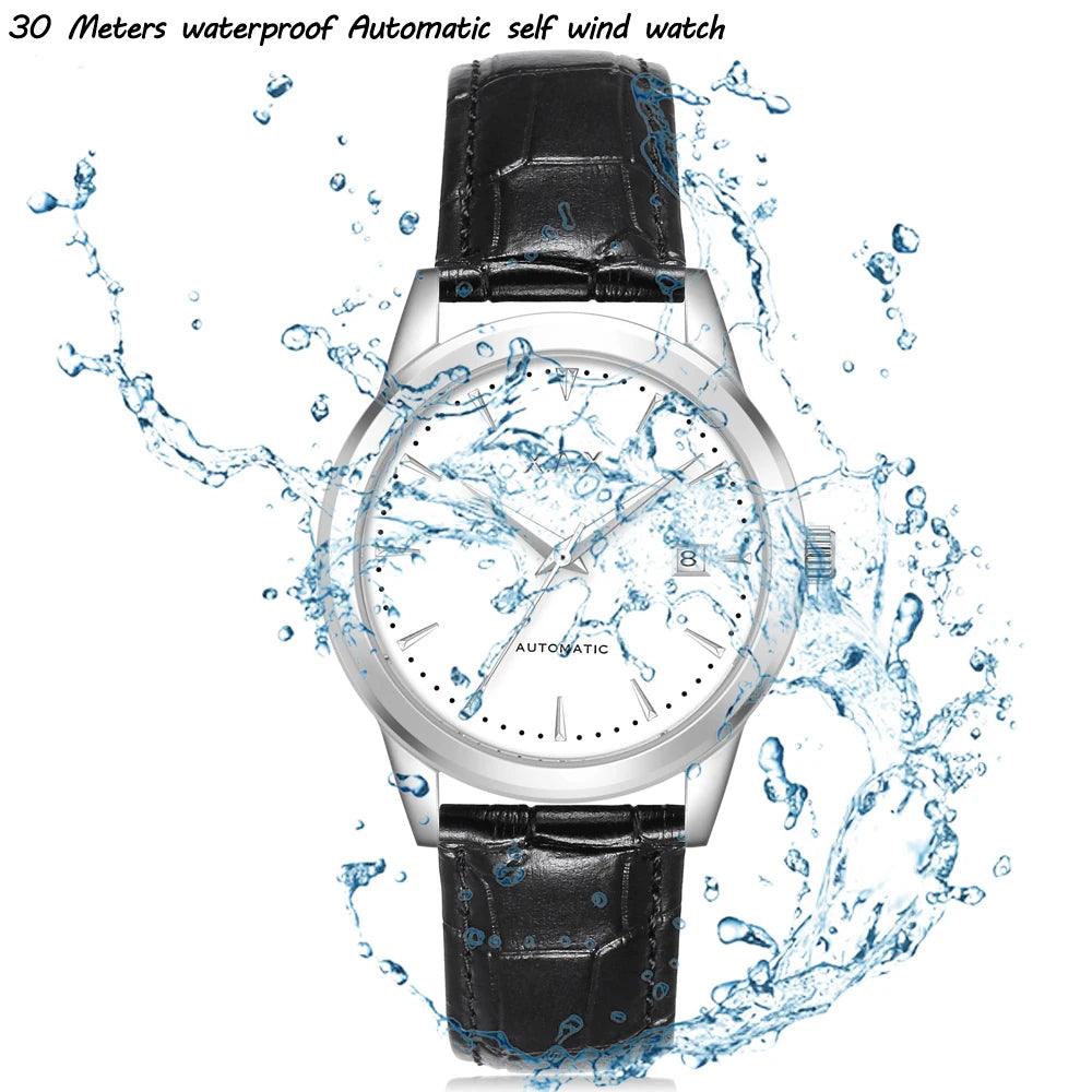 Women's Automatic Watch with Genuine Leather Strap - L & M Kee, LLC