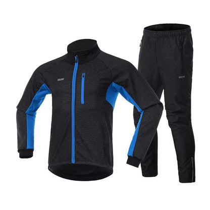 Men Warm Thermal Cycling Jacket Set Windbreak Waterproof Bike Jacket Pant Bicycle Suit Cycling Clothing Motorcycle - L & M Kee, LLC