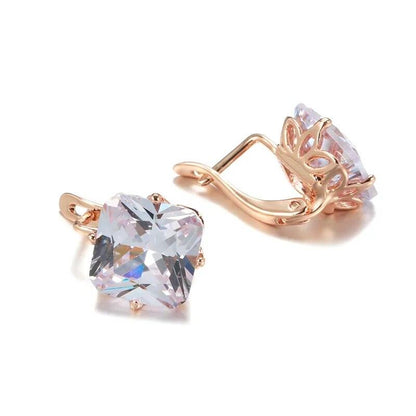 585 Rose Gold Square Zircon Earrings - L & M Kee, LLC