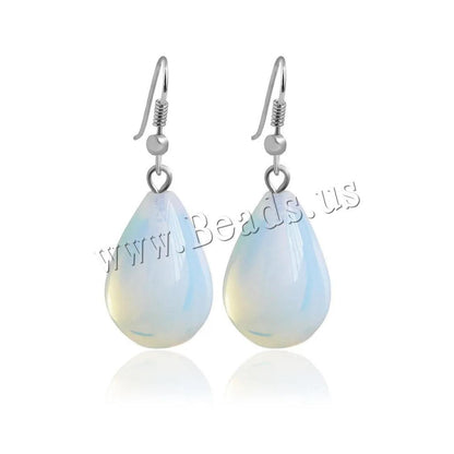 Tear Drop Sea Opal Earrings - L & M Kee, LLC