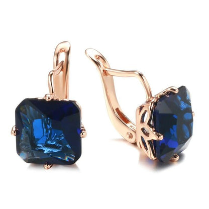 585 Rose Gold Square Zircon Earrings - L & M Kee, LLC