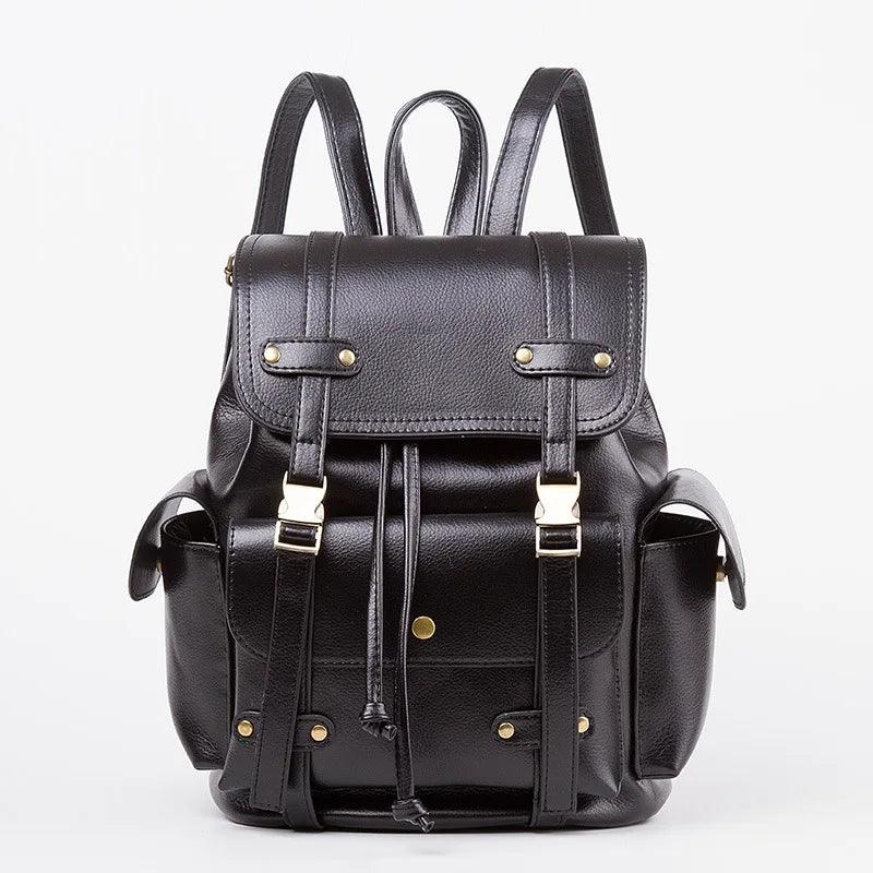 Vintage Leather Drawstring Rucksack Backpack - L & M Kee, LLC