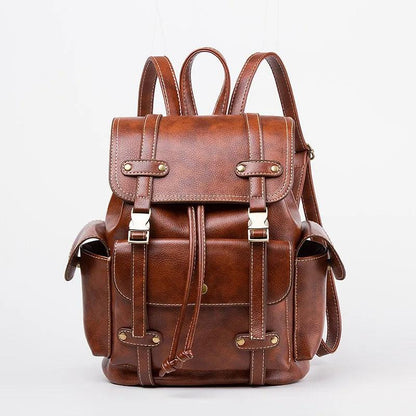 Vintage Leather Drawstring Rucksack Backpack - L & M Kee, LLC