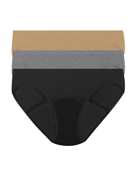 Hanes Women Fresh & Dry Moderate Period Underwear Bikini 3-Pack