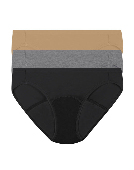 Hanes Women Fresh & Dry Moderate Period Underwear Bikini 3-Pack - L & M Kee, LLC