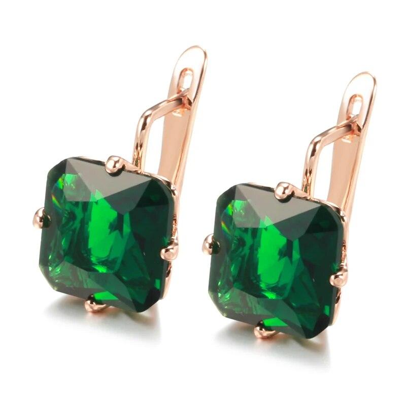 585 Rose Gold Square Zircon Earrings - L & M Kee, LLC