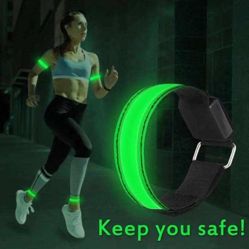 Night Running Armband LED Light Outdoor Sports USB Rechargeable Safety Belt Arm Leg Warning Wristband Cycling Bike Bicycle Light