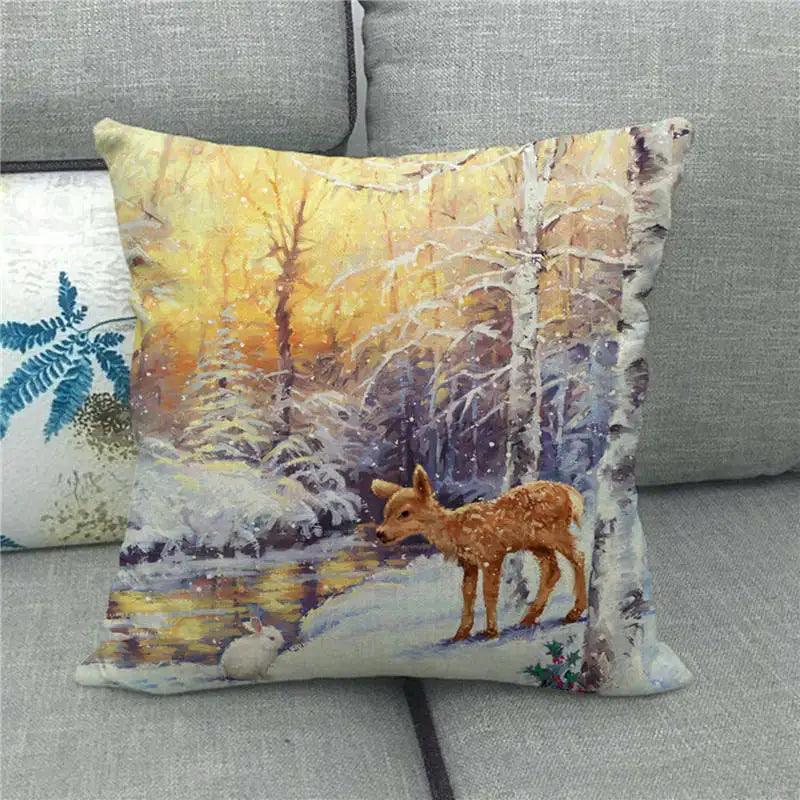 Spring Easter Decorative Cushion Cover 18x18in Pillow Covers Farmhouse Home Decor Cushion Case Eggs Bunny Linen Throw Pillowcase - L & M Kee, LLC