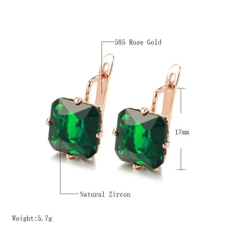585 Rose Gold Square Zircon Earrings - L & M Kee, LLC