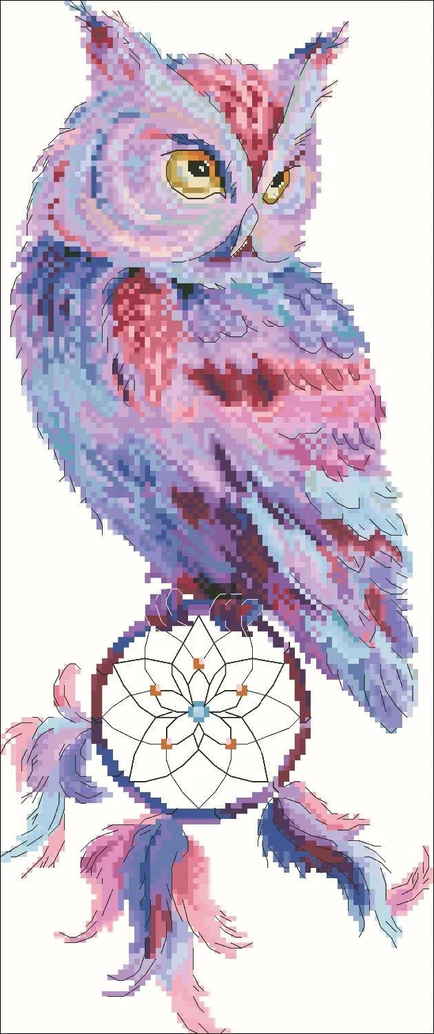 Dream catcher and owl cross stitch package animal 18ct 14ct 11ct cloth cotton thread embroidery DIY handmade needlework - L & M Kee, LLC